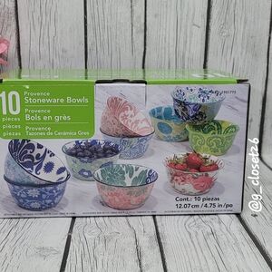 10-Piece Provence Stoneware Bowls - Floral Multi-Color